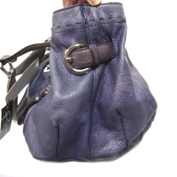 NWT B. Makowsky Purple Leather Shoulder Bag Tote Flaw - Picture 5 of 10